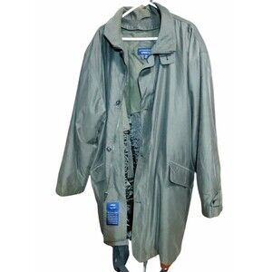 VTG London Fog Trench Coat 2XL Army Green 90s Classic Distressed Removable Liner